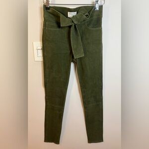 Frame Denim Bow-Embellished Suede leather leggings Pants Sz 26 ( fits 25)